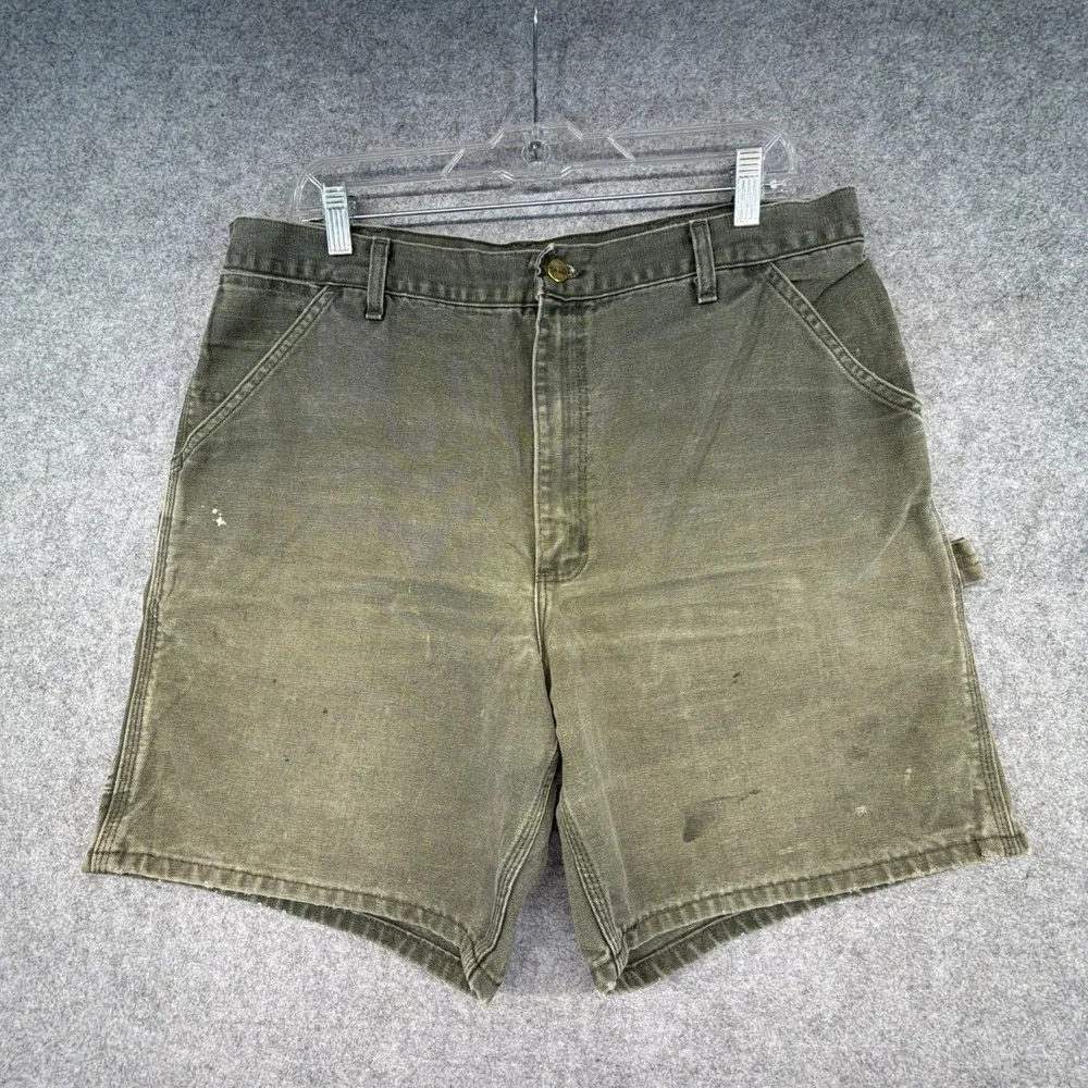 Vintage Carhartt B25 MOS Carpenter Utility Shorts Duck Canvas Size 34 Distressed